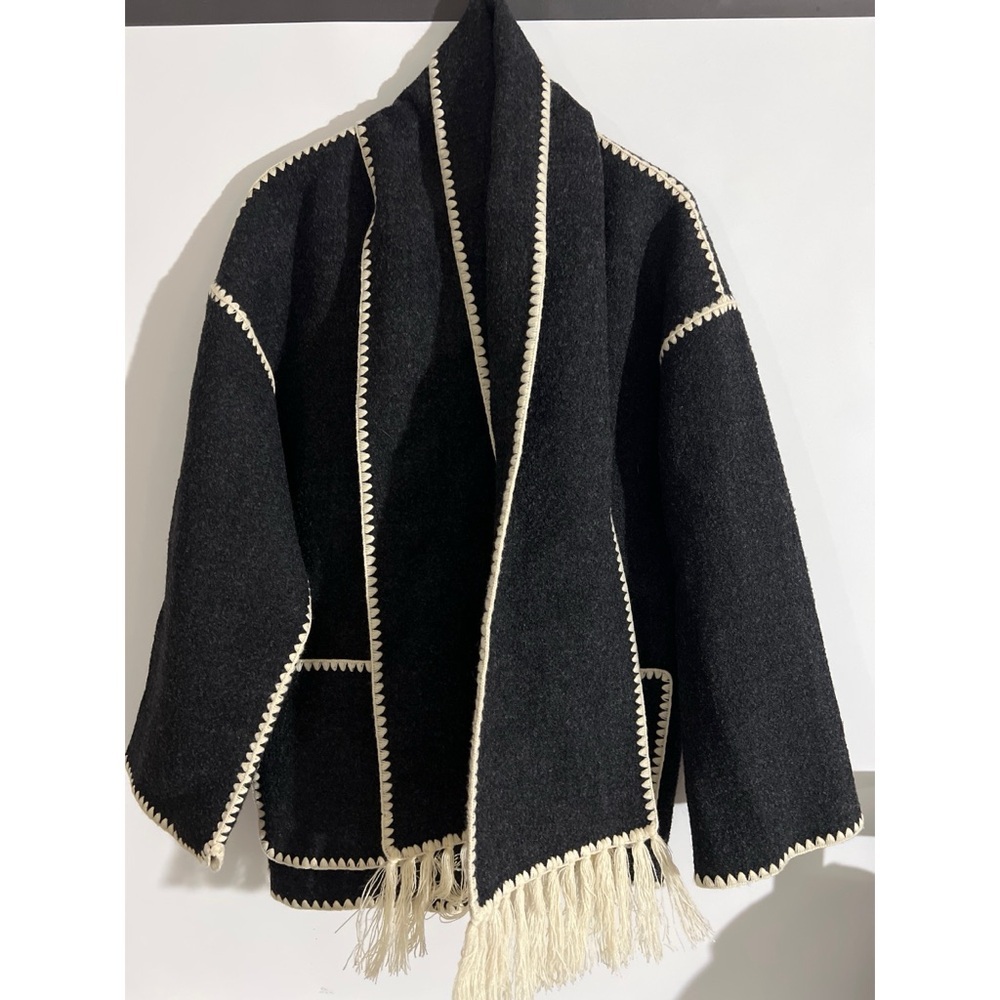 Toteme wool blend Black and Cream Women's Jacket